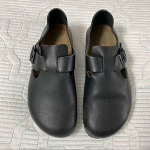 Birkenstock London Oiled Leather Black Clogs Slip On Shoes Sz 37 US Womens Sz 6